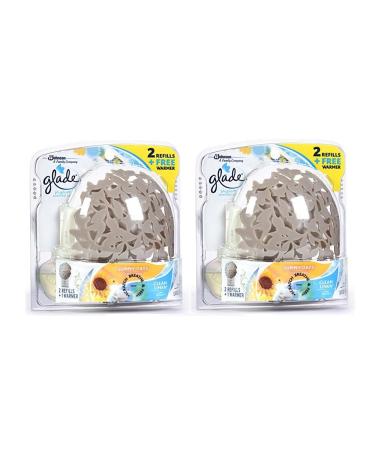 2 Glade Plugins Oil Sunny Days & Clean Linen Warmer Starter Kit 2 Refills each