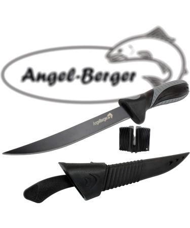 Angel-Berger Filleting Knife with Sharpener | Premium Coated Fishing & Fillet Knife for Perfect Cuts - Buy Online on SooperMarket.com