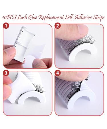 2 Pairs Self-Adhesive Eyelashes & 10PCS Replacement Glue Strips - Reusable Waterproof Natural Look | International Shipping Available - Buy Online on SooperMarket.com