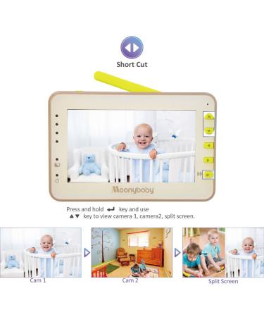 Moonybaby Split 55 Baby Monitor with 2 Cameras - 4.3 Split Screen Video Monitor with Pan Tilt, Night Vision, Temperature, 2 Way Talk Back, Long Range - Buy Online on SooperMarket.com
