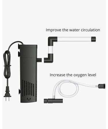 NICREW Aquarium Internal Filter - Submersible Power Filter with Aeration System for 2-5 Gallon Fish Tanks - Buy Online on SooperMarket.com