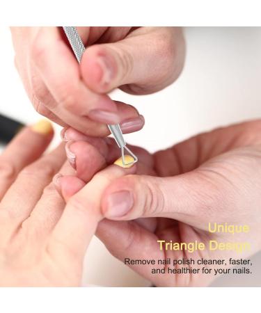 2 Pcs Stainless Steel Cuticle Pusher & Peeler Set for Nail Care | Dual Head Nail Scraper for Fingernails & Toenails - Professional UV Gel Polish Remover Tool - Buy Online on SooperMarket.com