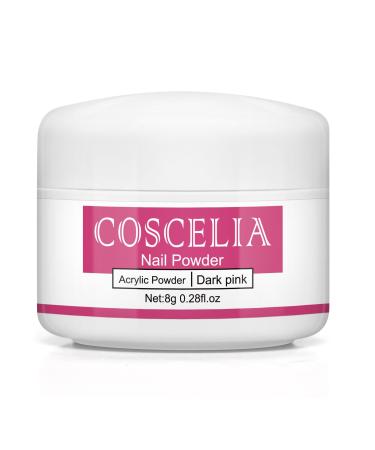 COSCELIA Acrylic Powder for Nails 8g for Acrylic Nail Extension Dark Pink 044