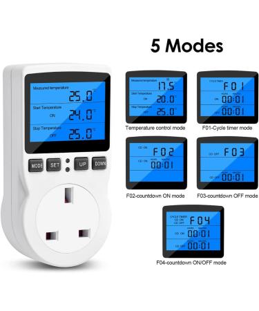 Diymore 220V Digital Temperature Controller Thermostat with Backlight LCD Screen - Ideal for Greenhouse, Farm, and Terrarium - Buy Online on SooperMarket.com
