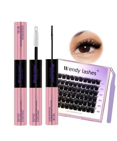 Lash Bond and Seal for Eyelash Extensions 2 in 1 Cluster Eyelash Glue DIY Lash Extension Waterproof Long Lasting Strong Hold 72 Hours Eyelash Glue (DM20 Kit)