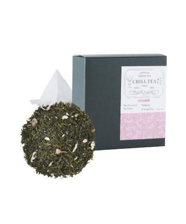 Sakura Green Tea (8 Tea bags) - Cherry blossom tea by CHILL TEA Tokyo - Plastic-free Plant-based tea bag - Fruity floral flavour 8 Count (Pack of 1)
