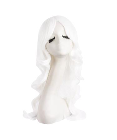 MapofBeauty Charming Synthetic Fiber Long Wavy Hair Wig Women's Party Full Wigs (White)