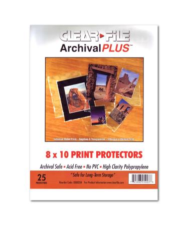 Clear File - Archival Photo Print Protectors - 8" X 10" - 25 Pack - 030025B
