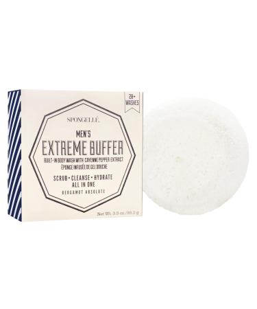 SPONGELL Men's Extreme Buffer - Body Wash/Shower Gel Sponge - Bergamot Absolute White
