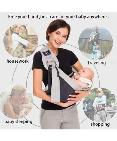 CUBY Portable Breathable Baby Wrap Sling | Quick Dry 3D Mesh Fabric | Adjustable Newborn to Toddler Carrier | Kangaroo Grey - Buy Online on SooperMarket.com