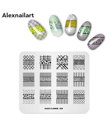 4PCS Nail Art Stamping Plates Set - Christmas Flower Grid Design Stencils with Polish Stamper | Multi-Pattern Nail Art Templates for DIY Manicure - Buy Online on SooperMarket.com