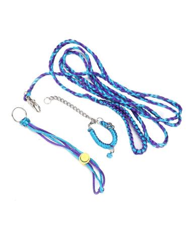 Hamster Harness Adjustable Small Pet Leash Outdoor Walking Training Lead with Bell Collar for Rat Mouse Squirrel 63.4-71.3inch(blue&purple)