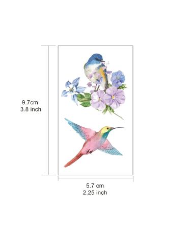 Everjoy Watercolor Flowers Birds Temporary Tattoos - 20 Pcs | Waterproof Designs for Women and Men - Buy Online on SooperMarket.com