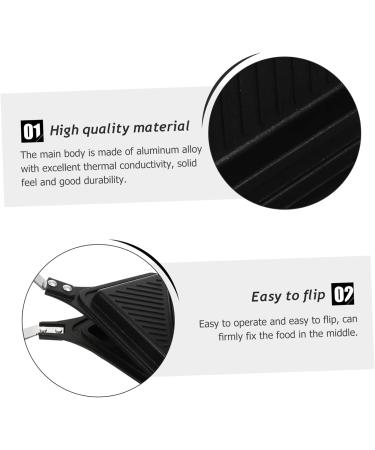 HOMSFOU 2 Pcs Sandwich Pan Sandwich Toaster Press Pan Sandwich Press Pan Sandwich Maker Pan Sandwich Grill Pan Sandwich Mould Frying Pan Egg Plate Aluminum Alloy Clamshell Waffles 35X18X4CMx2pcs Blackx2pcs - Buy Online on SooperMarket.com
