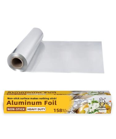 Katbite Non Stick Aluminum Foil Roll, 12 Inch 158 Sq.Ft Grilling Foil Wrap for Cooking, Roasting, BBQ, Baking, Catering with One-Side Non-Stick Coating Aluminum 12 Inch 158 Sq.Ft