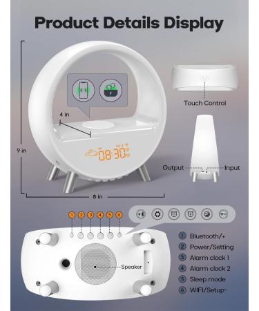 DEKALA LIGHTWACKE: Smart Sunrise & Sunset Alarm Lamp with 15W Wireless Charging Touch & App Control Compatible with Alexa - Buy Online on SooperMarket.com