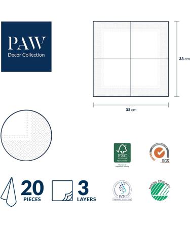 PAW 3-Layer Napkins (33x33 cm) - 20 Colorful Paper Napkins for Communion Wedding Confirmation & Celebrations | Decorative Ornaments & Porcelain Tiles - Buy Online on SooperMarket.com