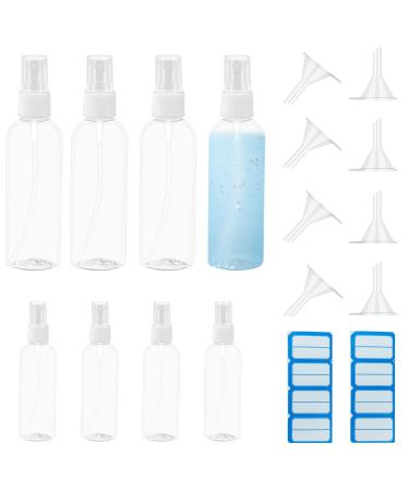 Nutabevr 4 100ml+4 50ml spray bottle empty with 8 funeral+8x labels spray bottles set refillable spray reusable for garden hairdressing salon travel fluid water cosmetics