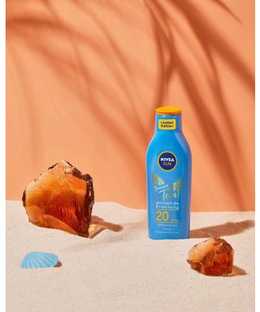 NIVEA Sun Schutz & Braune Sunscreen LSF 20 | Sun Milk with Pro-Melanin Extract for Even Tan & Immediate UVA/UVB Protection - 200 ml - International Shipping Available - Buy Online on SooperMarket.com