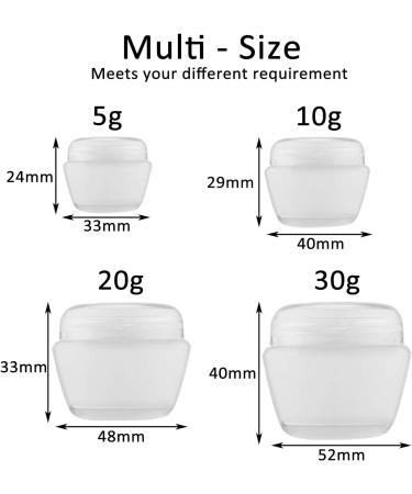 Alledomain 20 Pieces Empty Clear Makeup Sample Pots with 3 Mini Spatula Plastic Refillable Travel Container Jars with Lids and Inner Liners for Cosmetic Creams Lotions Beauty (5g / 10g / 20g / 30g) - Buy Online on SooperMarket.com