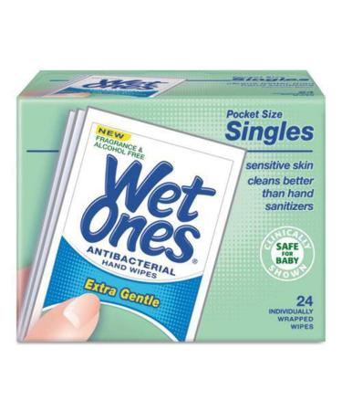 WET ONES Sensitive Skin Hand Wipes  Singles Extra Gentle Fragrance & Alcohol Free 24 ea Fragrance-Free 24 Count (Pack of 1)