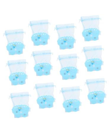 BUTIFULSIC 12pcs Candy Bag Baby Products Packing Pouch Linen Wrappers Bag European Style Bride 7.5X4.5X13 Blue