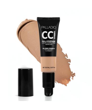 Palladio Full-Coverage Color Correction CC Cream Oil-Free with Peptides & Vitamin C Best for Correcting Redness and Uneven Skin Tone Buildable Foundation Coverage (Tan 41N) 25.70 g (Pack of 1) Tan 41N