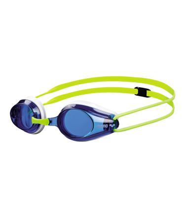 Arena Tracks Junior Anti-Fog competition swimming goggles for children swimming goggles with UV protection 4 interchangeable nasal gaps silicone seals Unity size Blue White Fluoyello (36)