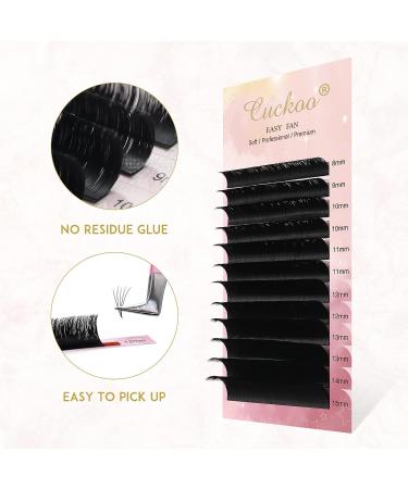 Cuckoo Volume Eyelash Extensions 0.07mm C Curl 8-15 Mixed Length Easy Fan 2 Trays - Professional Rapid Blooming Self Fanning Lashes - Buy Online on SooperMarket.com