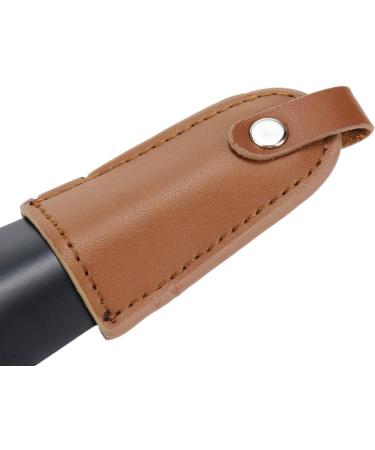 Stainless Steel Shoehorn with Brown Leather Handle - Lightweight and Portable Shoe Helper Stick for Men, Women, and Children - 17cm/6.69 inch - Buy Online on SooperMarket.com