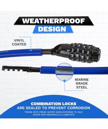 DocksLocks 10ft Anti-Theft Coiled Cable with Combination Lock for Kayaks, Bicycles, Paddleboards - Weatherproof Security Solution - Buy Online on SooperMarket.com