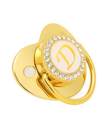 Alphabet pacifier golden baby pacifier baby pacifier with 26 letters and clips with a curved design and seamless design suitable for 6 to 12 months pacifier letter D
