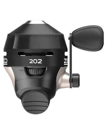 Zebco 202 Spincast Fishing Reel, Size 30 Reel, Right-Hand Retrieve, Durable All-Metal Gears, Stainless Steel Pick-up Pin, Pre-Spooled with 10-Pound Zebco Fishing Line, Black, Clam Packaging