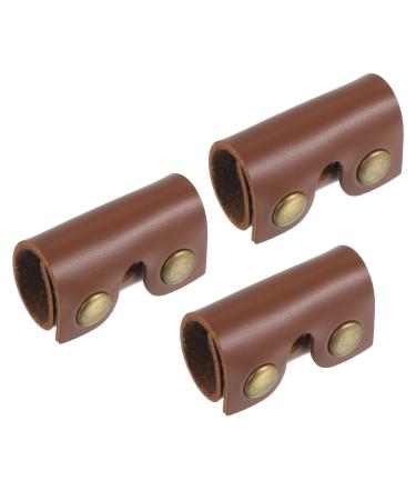 PATIKIL Leather Razor Head Protective Case 3 Pack Double Edge Razor Head Protection Sheath Shaving Tip Cover for Travel Brown