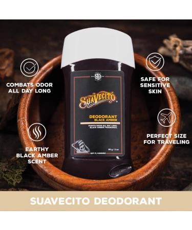 Suavecito Stick Deodorant Underarms Men's Grooming Aluminum Free Combats Odor All Day Long Black Amber 3 Ounce (Pack of 1) - Buy Online on SooperMarket.com