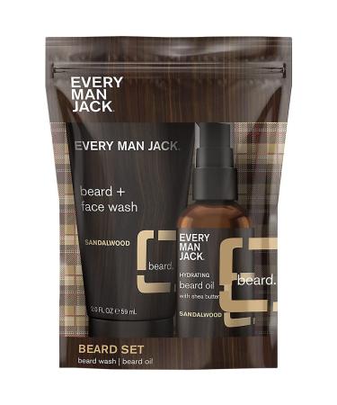 Sandalwood Beard Set - Beard Face Wash & Hydrating Beard Oil (1 Set)