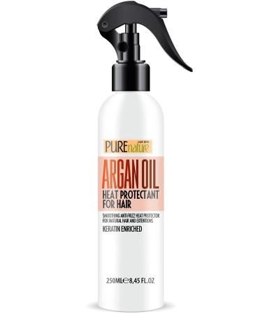 PURE NATURE LUX SPA Moroccan Argan Oil Heat Protectant Spray for Hair with Keratin - Leave in Deep Conditioner for Women - Styling and Treatment Protection Products for Dry, Damaged Hair