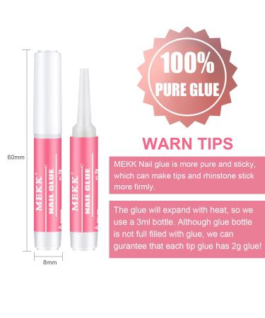 Nail Glue MEKK - Professional Long Lasting Acrylic Nail Adhesive for Press On & False Nails - Super Bond 0.07OZ/PCS (12PCS) - A-Pink - Buy Online on SooperMarket.com