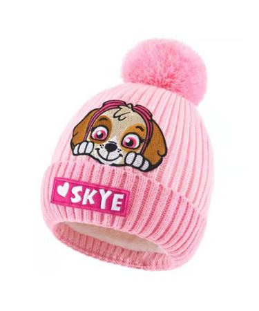 Bonamana paw patrol beanies warm knit cap unisex children chase skye marshall soft autumn winter daily hats for children age 3-6 years (pink skye)