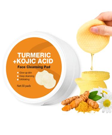 Kojic Acid & Turmeric Cleansing Pads Kojic Acid And Turmeric Pads Turmeric Exfoliating Pads For Fades Dark Spots Face Exfoliator Pad Helps Balance Oil And Water - Turmeric Kojic Acid Face Pads