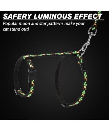 SCIROKKO Escape Proof Cat Harness and Lead Set - Luminous Moon and Star Design, Adjustable for Outdoor Walking - Safety Buckle, Black - Buy Online on SooperMarket.com