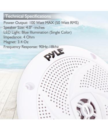 Pyle 240W 6.5 Low-Profile Waterproof Marine Speakers - 1 Pair Slim Style Outdoor Audio System w/ Illuminating LED Lights - Buy Online on SooperMarket.com