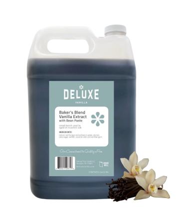 Deluxe Vanilla Vanilla Bean Paste Bulk 128 oz , Bakers Blend Vanilla Extract with Vanilla Bean Paste made with Real Vanilla Beans (1 Gallon) Substitute for Pure Vanilla Extract Bakers Blend with Vanilla Bean Paste 128 oz/G