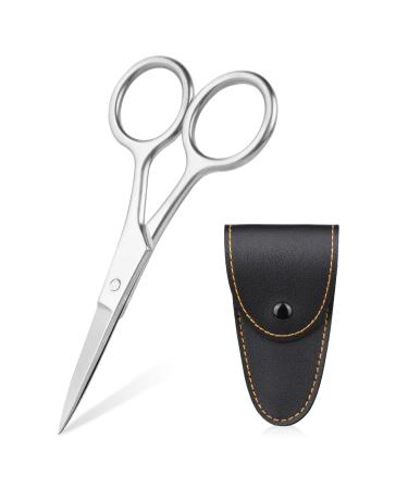 URAQT Nail Scissors Professional Stainless Steel Cuticle Scissors with Leather Pouch Sharp Manicure Scissors Pointed Beauty Scissors for Trimming Eyebrows Nose Hair Beard Finger & Toe Nail Care With Leather Case