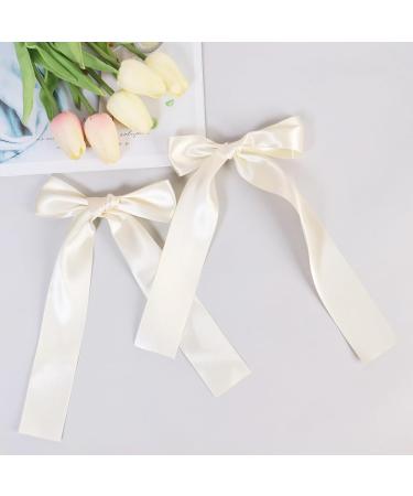 2 Pack Hair Bows for Girls and Women Large Bow Hair Clips Hair Barrette with Long Silky Satin Hair Accessories for Girls(Beige) - Buy Online on SooperMarket.com