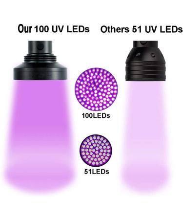 LGUIY UV Torch Flashlight UV Light 100 LEDs Torch Black Light 395nm Ultraviolet Flashlight Blacklight with Goggle for Pet Dog Cat Stains Scorpion Currency Bed Bug Detector - Buy Online on SooperMarket.com