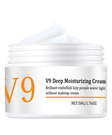 V9 Glowing Skin Moisturizer Deep Moisturizing Face Cream With Hyaluronic Acid & Vitamin E Anti Wrinkle Face Cream For Hydrating Firming Skin Face Moisturizer For Women And Men 1.76oz.