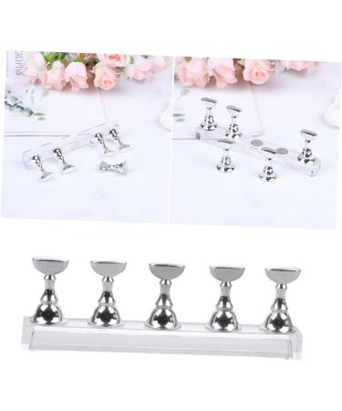 Healeved 2 Sets Nail Art Accessories Crystals for Nails Nail Polish Tips Stand Tool Stand Nail Practice Stand Nail Tips Holder Fake Nail Holder Nail Art Tip Display Base Frame Magnet 2.5*1cm Silver - Buy Online on SooperMarket.com