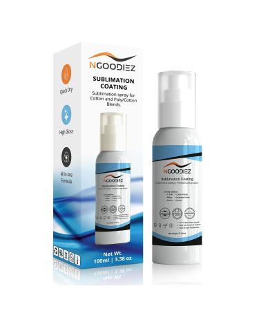 NGOODIEZ Sublimation Coating Spray for All Fabric  Including 100% Cotton  Polyester  T-shirts  Canva Coating Liquid- Quick Dry Formula  High Gloss Finished  1 Step Process  Super Adhesion  100ml 3.38 Fl Oz (Pack of 1)