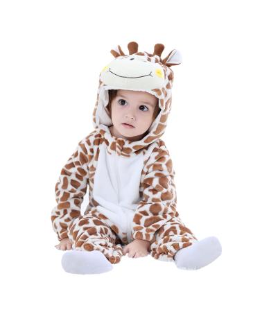 Doladola Unisex Baby Spring Autumn Animal Romper Baby Boys Girls Flannel One Piece Pyjamas 6-12 Months Giraffe